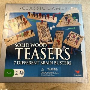 Classic Games Solid Wood Teasers 7 Different Brain Buster Age 6 + 1-2 Players